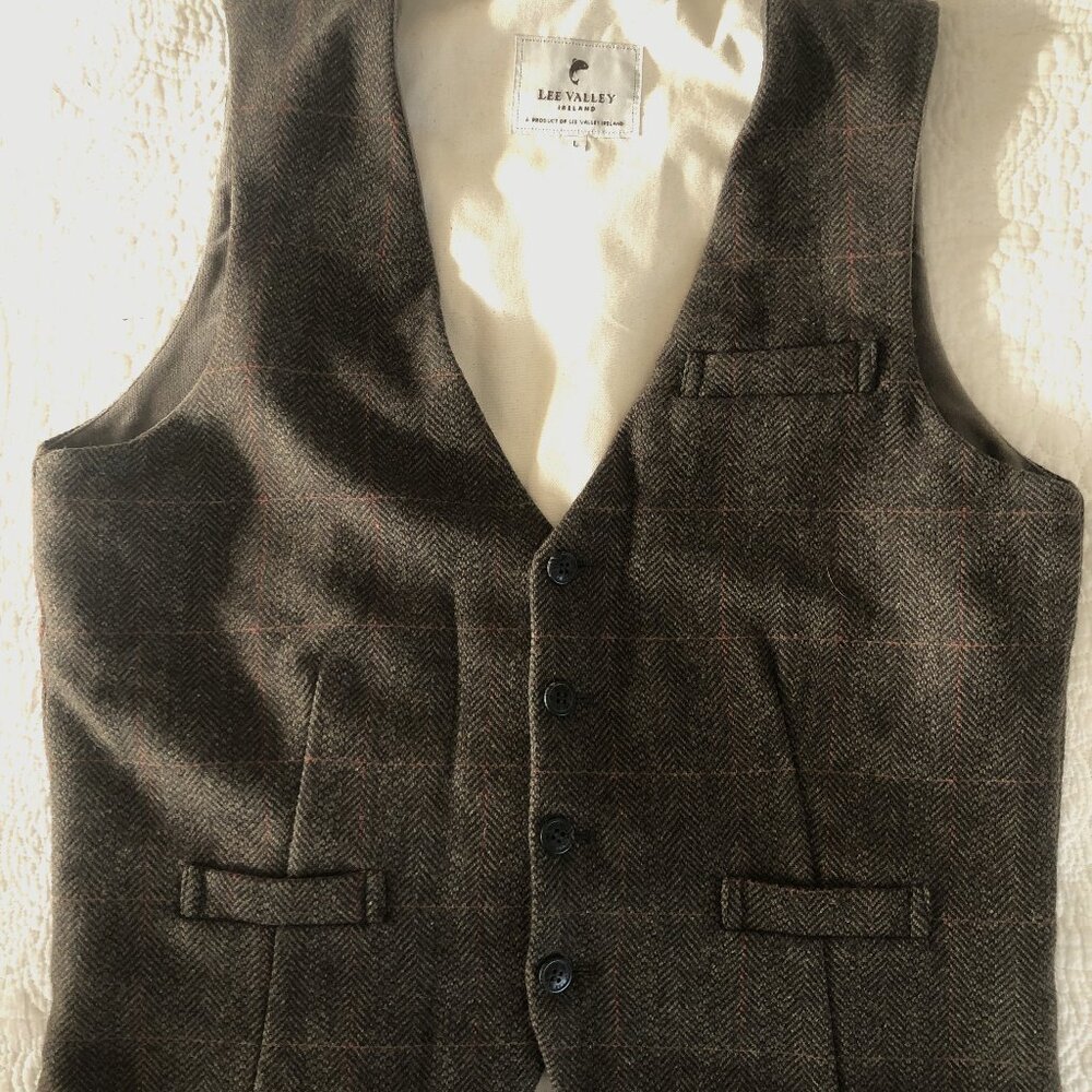 Lee Valley Irish tweed vest men's large linen lined